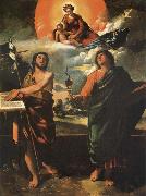 Dosso Dossi The Madonna in the glory with the Holy Juan the Baptist and Juan the Evangelist oil painting